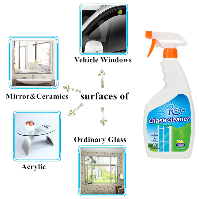 RiCheng 500ml Window Mirror Stain Remover Glass Wash Detergent Liquid Glass Cleaner spray