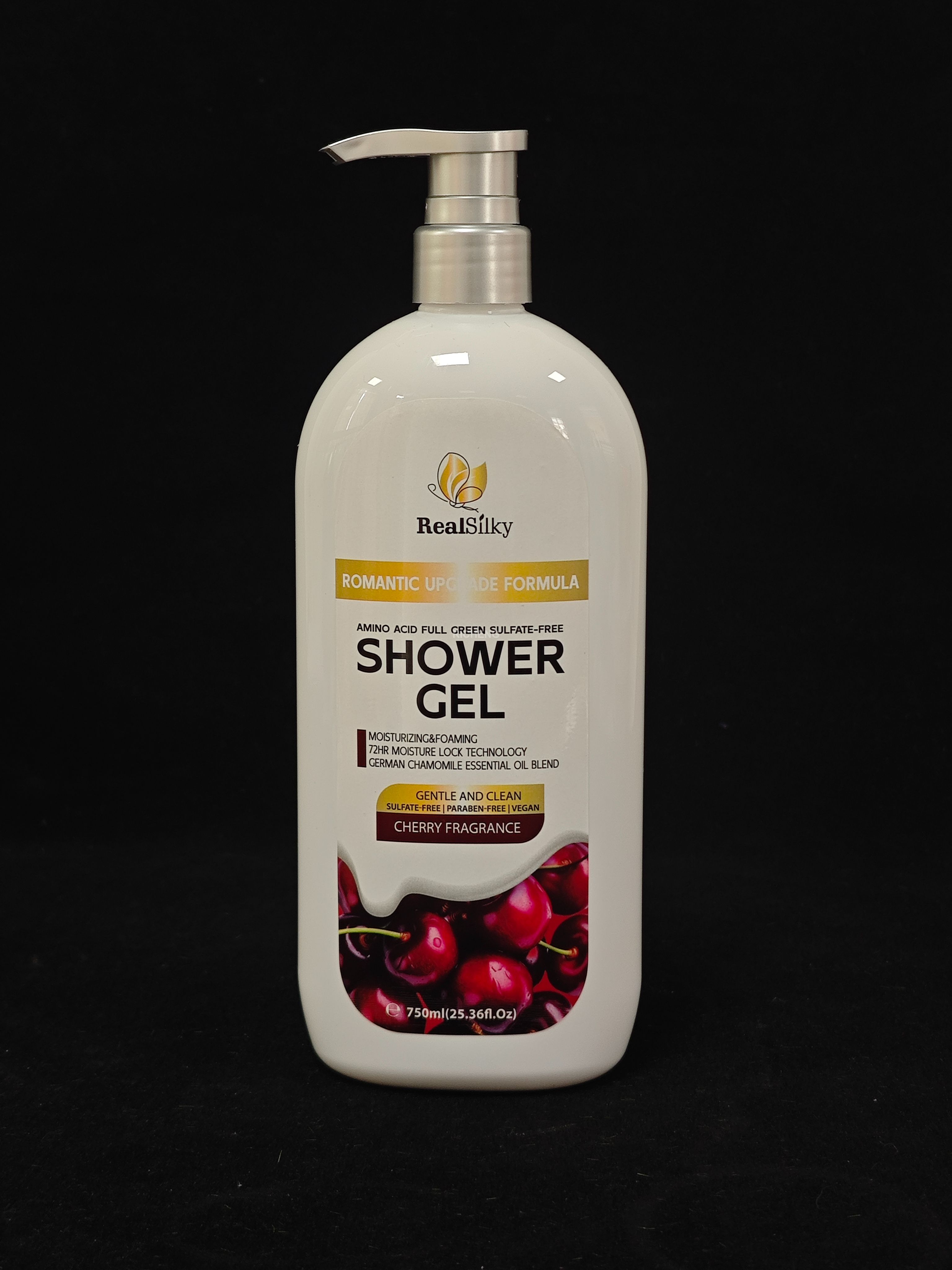 Cherry & Chamomile Scented Body Wash Hydrating & Soothing 750mL Shower Gel for Sensitive Skin