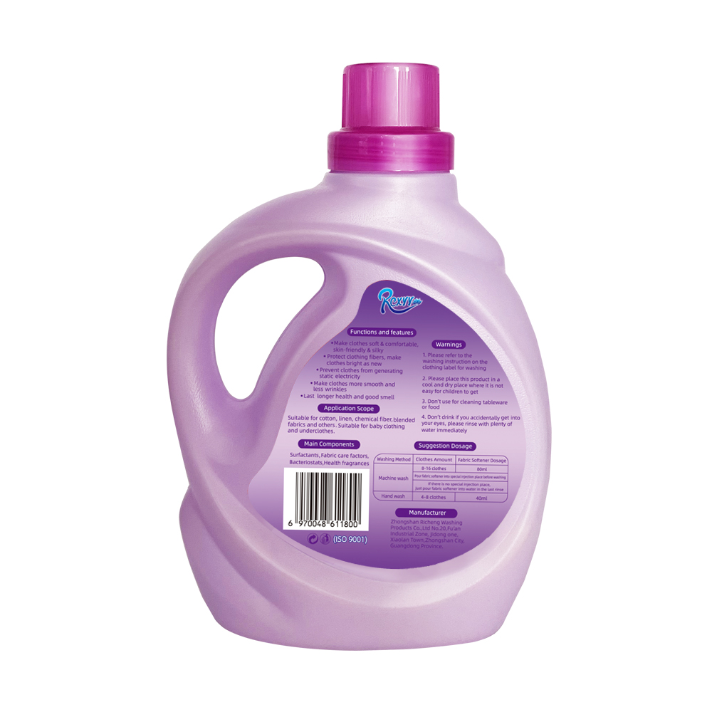 Free Sample 2 Liter Bottle of Gentle Formula Skin-friendly Good Smell Soft Clothing Liquid Detergent Fabric Softener