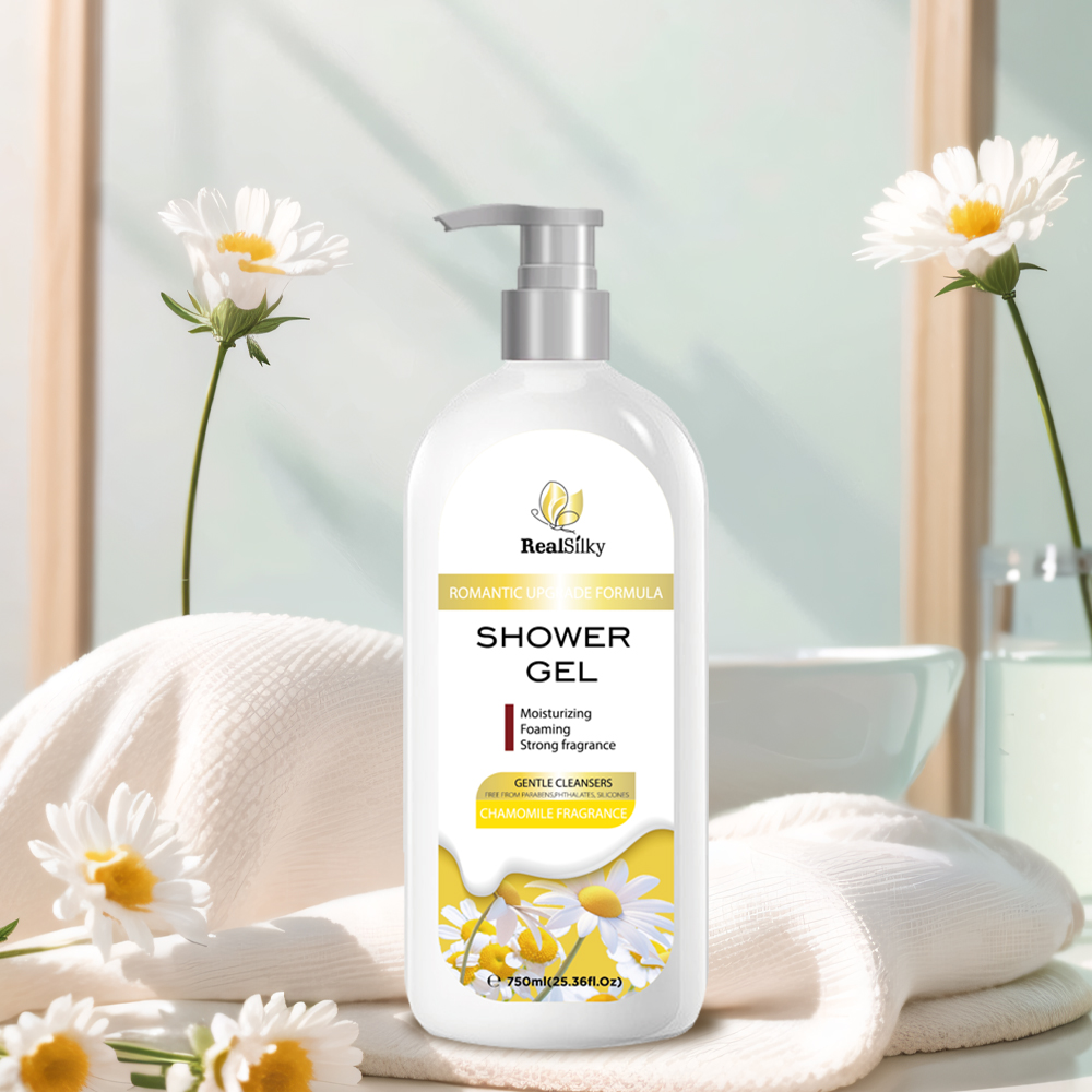 Cherry & Chamomile Scented Body Wash Hydrating & Soothing 750mL Shower Gel for Sensitive Skin
